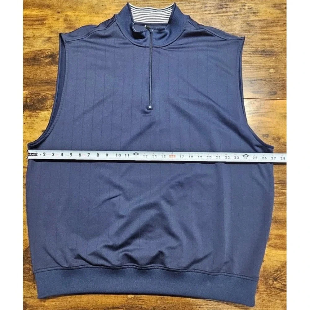 FootJoy Men's XL Performance Golf Vest Blue Striped 1/4 Zip Pullover Stretch